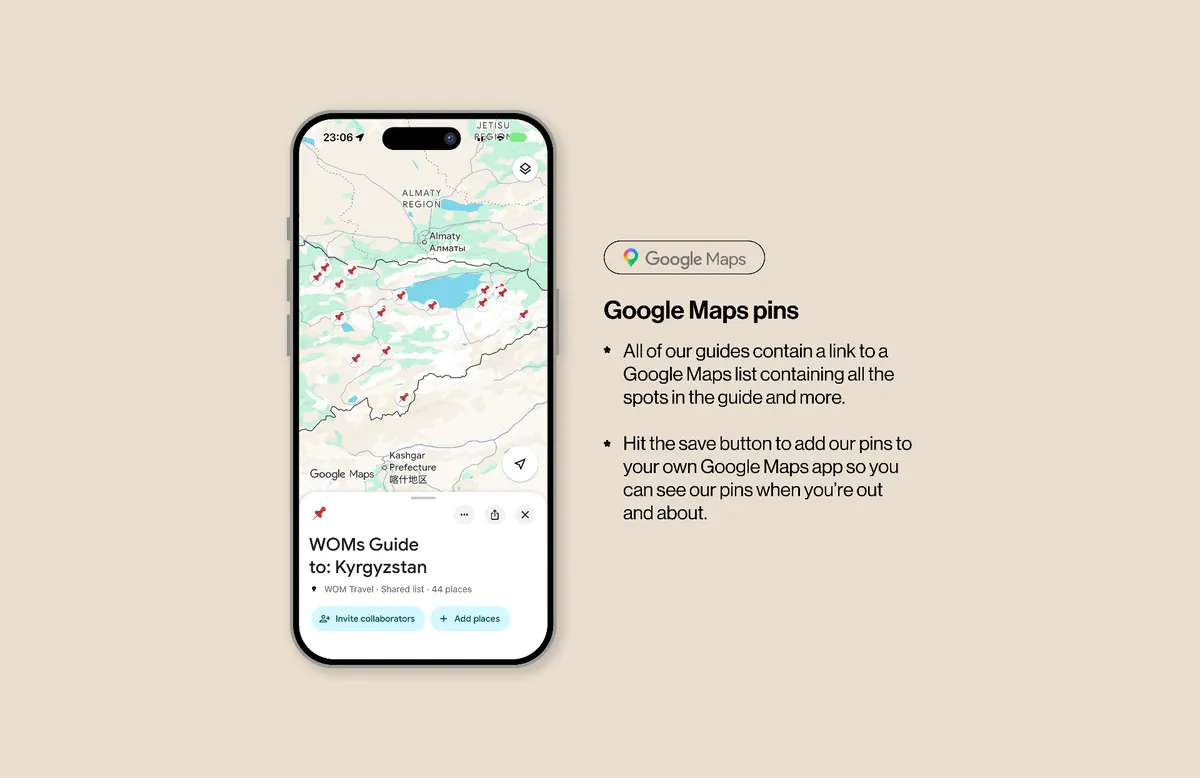 Kyrgyzstan Google Maps pins